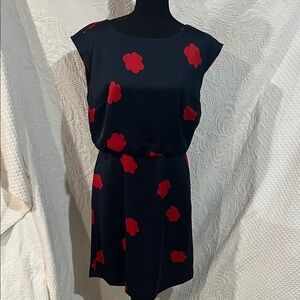Banana Republic Floral Drape Back navy and red dress, size 6